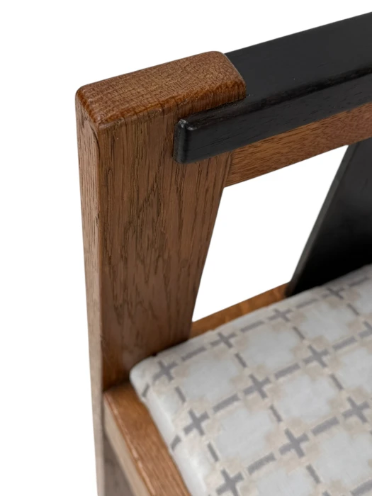 1920s Art Deco Modernist Stool by Jan Brunott, Oak & Velvet